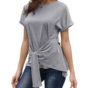 Wrap Tie-Waist Short Sleeve Top
